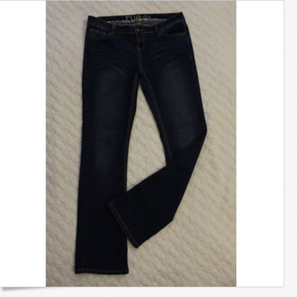 Rue 21 Jeans Sz 7/8 Stretch Low Rise Bootcut Dark